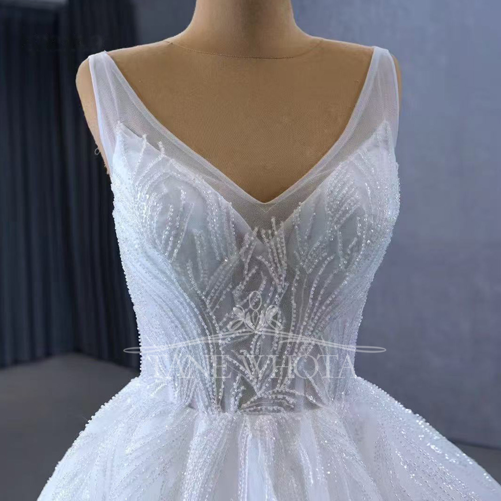 Embroidery Organza - Crystal Sequined Bridal Dress 2026 Spaghetti
