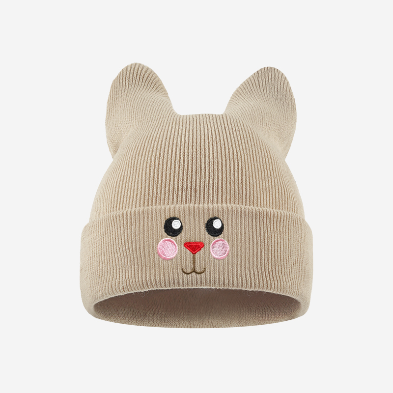 Embroidery Letter - Soft Cat Ear Kids Beanie Cat