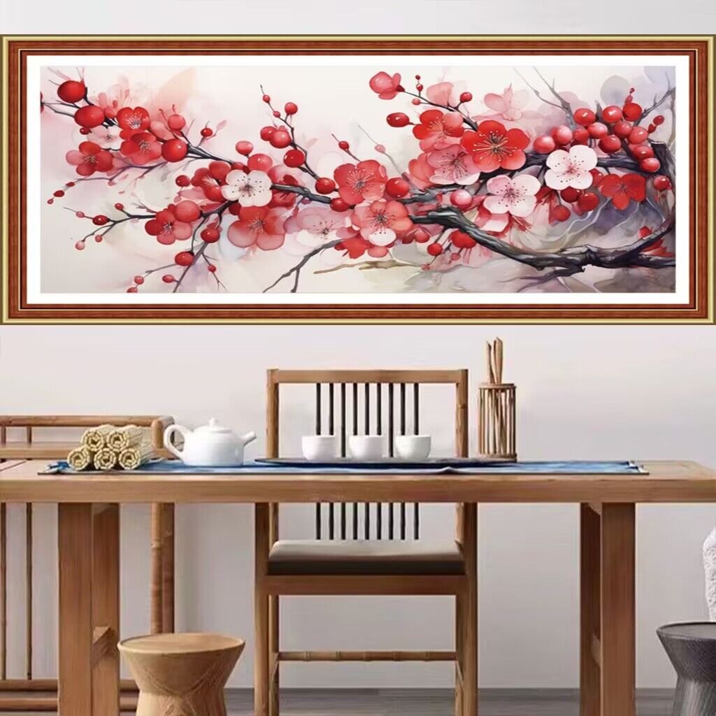 9ct 110x50cm Red Flowers  Embr - Embroidery Job 评论和价格