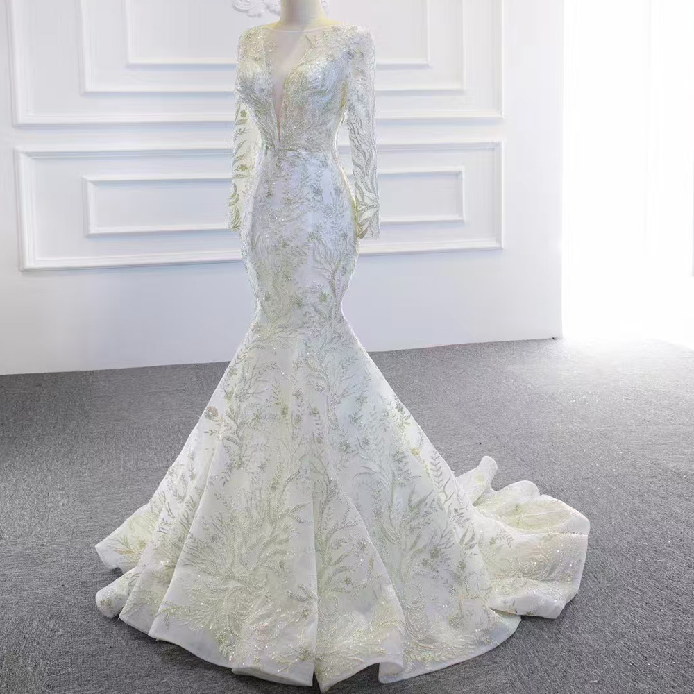 Detachable Train O-Neck Elegan - Embroidery Organza 评论和价格