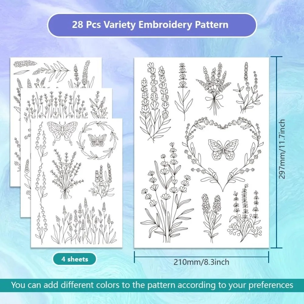 4 Sheets Lavender Flower Butte - Embroidery Sheet 评论和价格