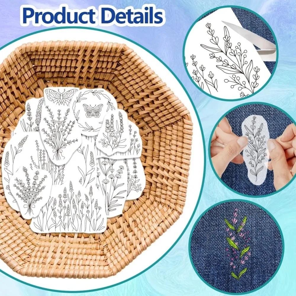 4 Sheets Lavender Flower Butte - Embroidery Sheet 评论和价格