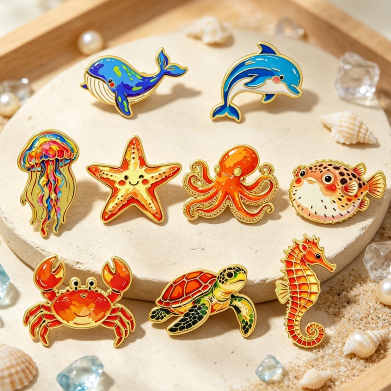 Vibrant Ocean Animal Enamel Pi - Embroidery Outfit 评论和价格