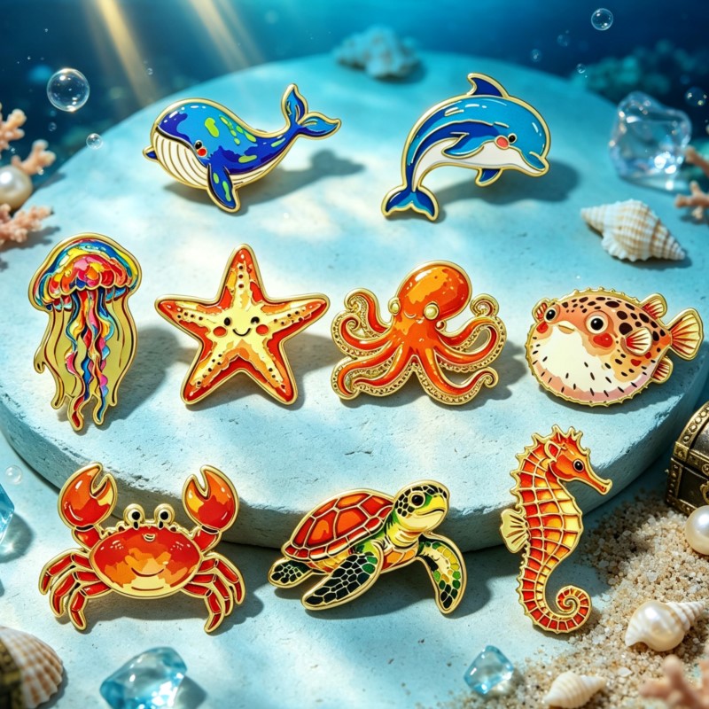 Vibrant Ocean Animal Enamel Pi - Embroidery Outfit 评论和价格