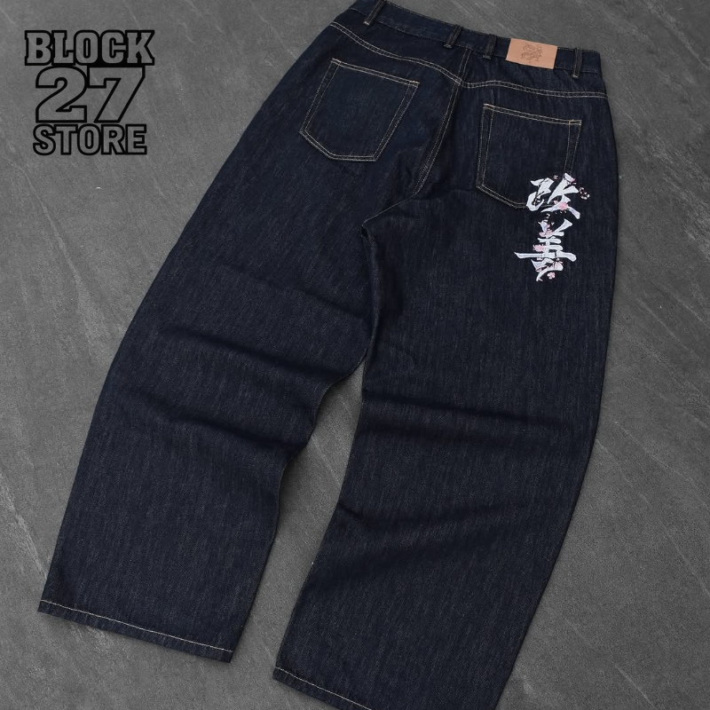 Mens Jeans Harajuku Y2K Retro  - Embroidery Font Free 评论和价格