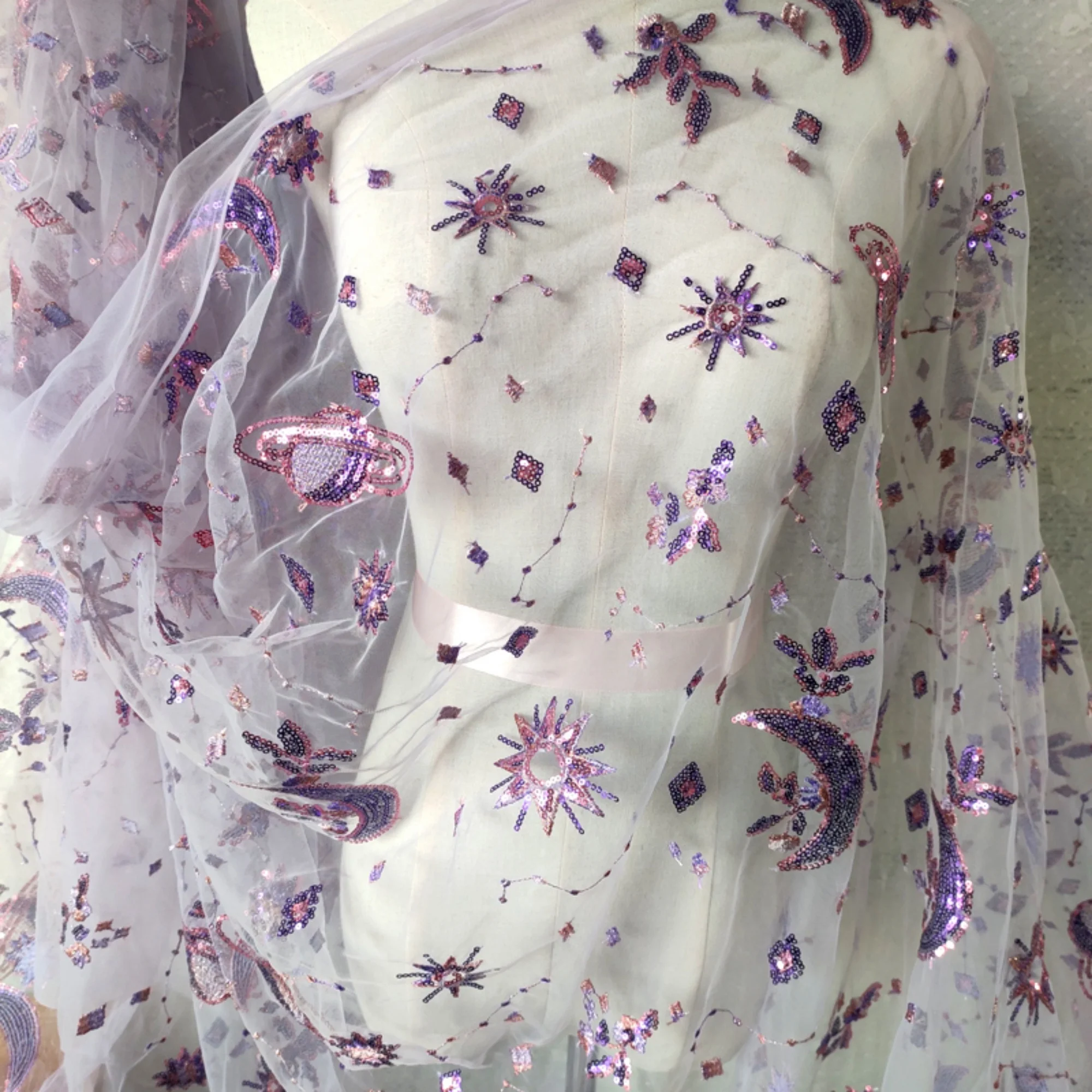 0.5 Meter Purple Width 55.11 I - Embroidery Net Dress 评论和价格