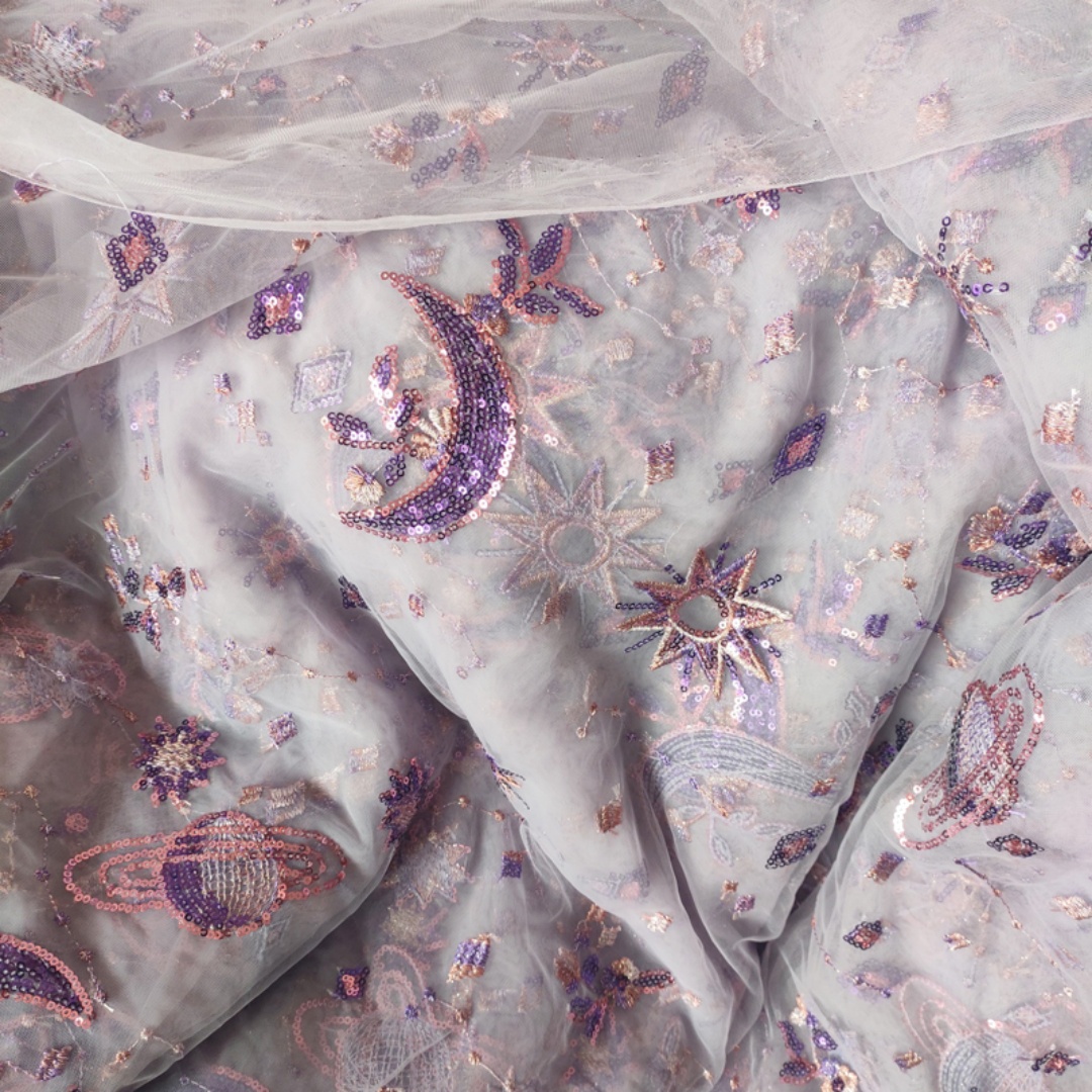 0.5 Meter Purple Width 55.11 I - Embroidery Net Dress 评论和价格