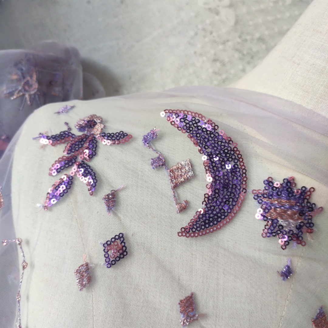 0.5 Meter Purple Width 55.11 I - Embroidery Net Dress 评论和价格