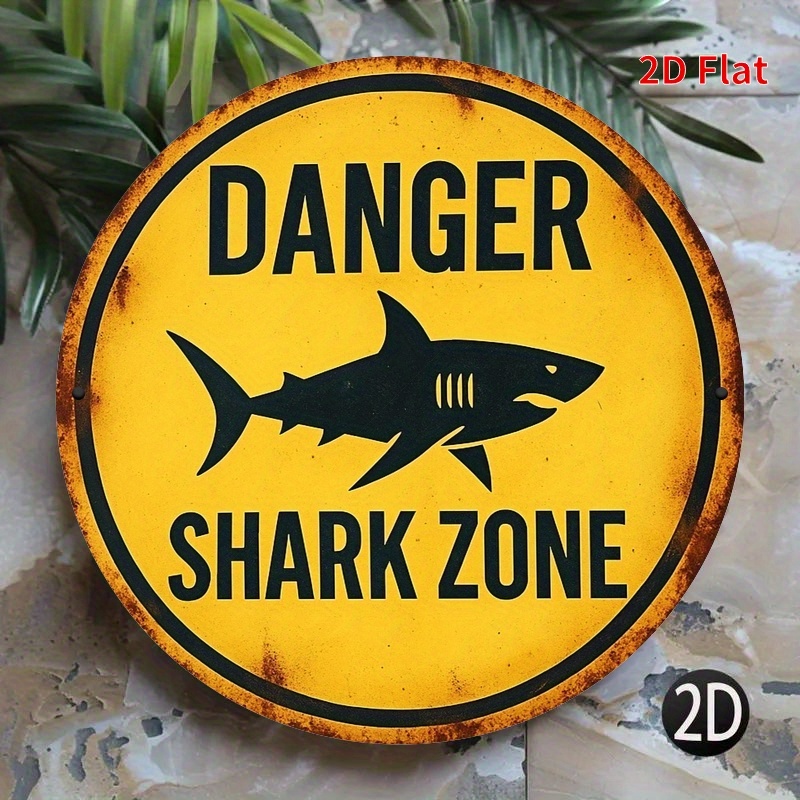 2D Metal Sign Shark Danger Zon - Embroidery Writing 评论和价格