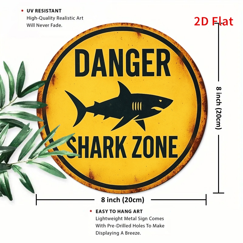 2D Metal Sign Shark Danger Zon - Embroidery Writing 评论和价格