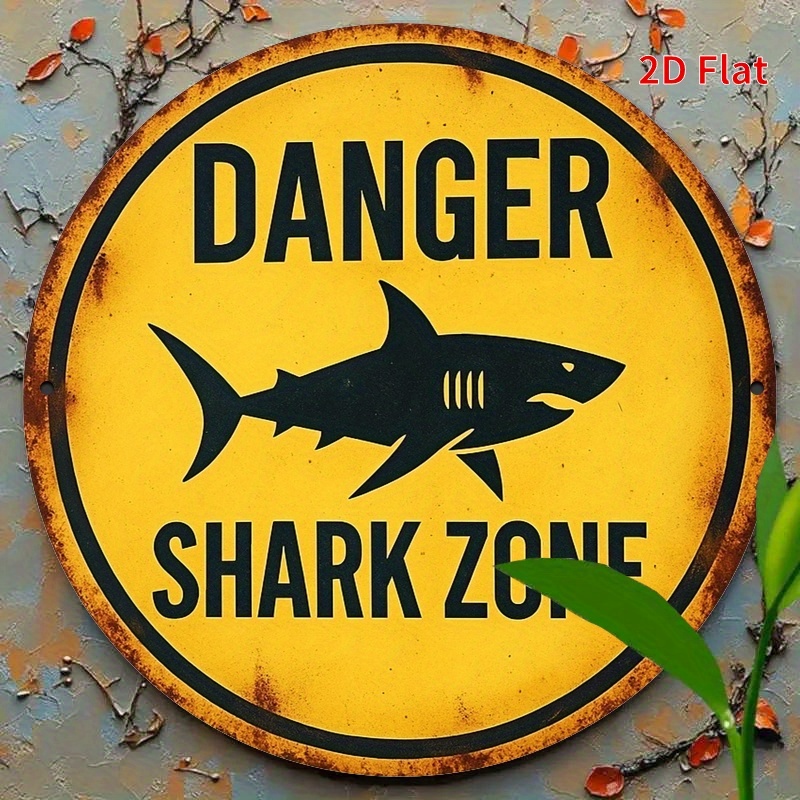 2D Metal Sign Shark Danger Zon - Embroidery Writing 评论和价格