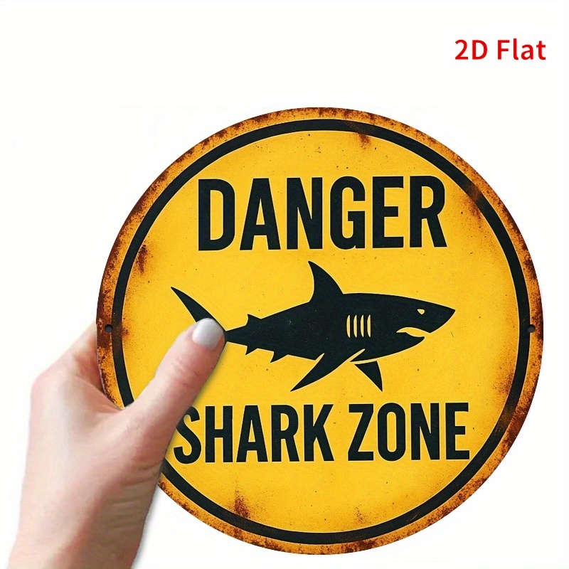 2D Metal Sign Shark Danger Zon - Embroidery Writing 评论和价格