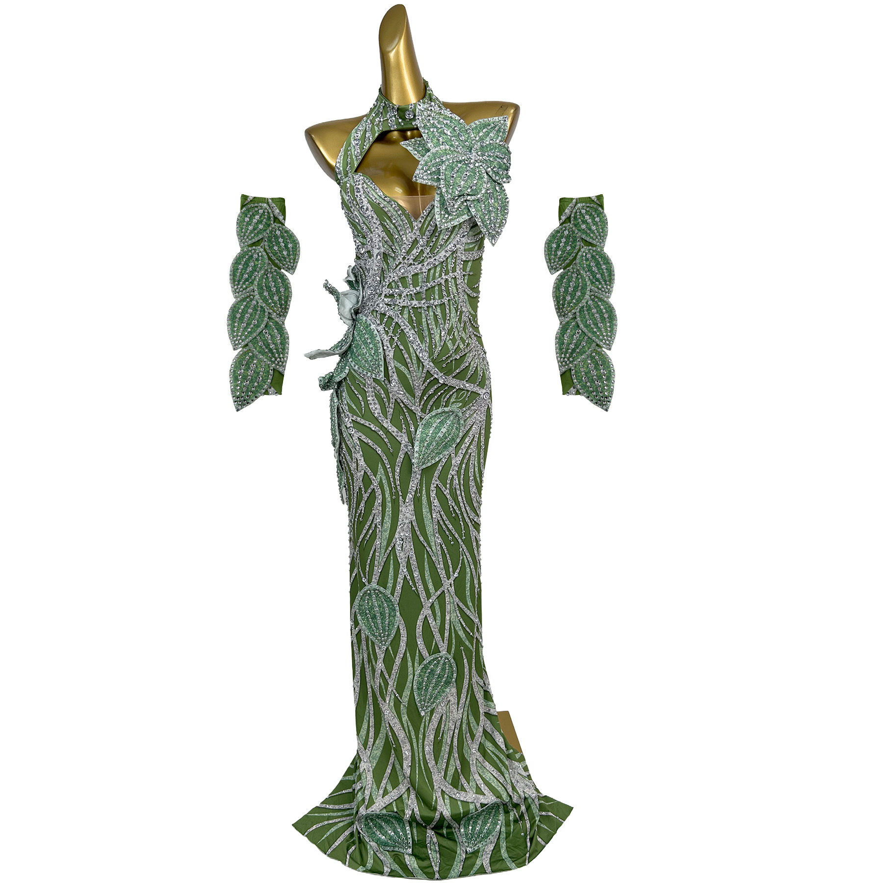 Pianye Green Halter Evening Go - Embroidery Organza 评论和价格