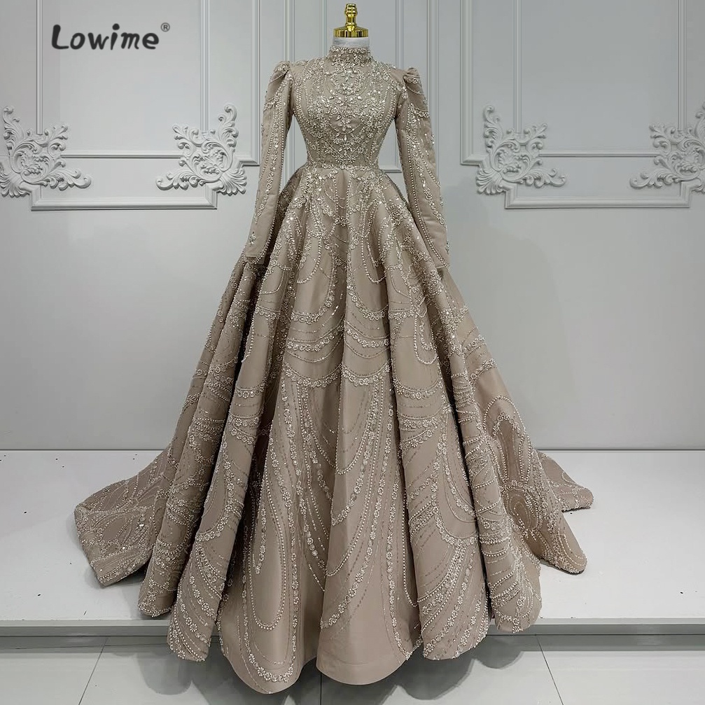 Retro Light Brown Muslim Eveni - Embroidery Organza 评论和价格