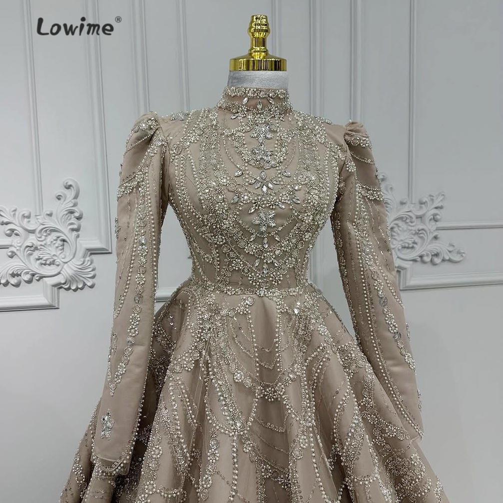 Retro Light Brown Muslim Eveni - Embroidery Organza 评论和价格