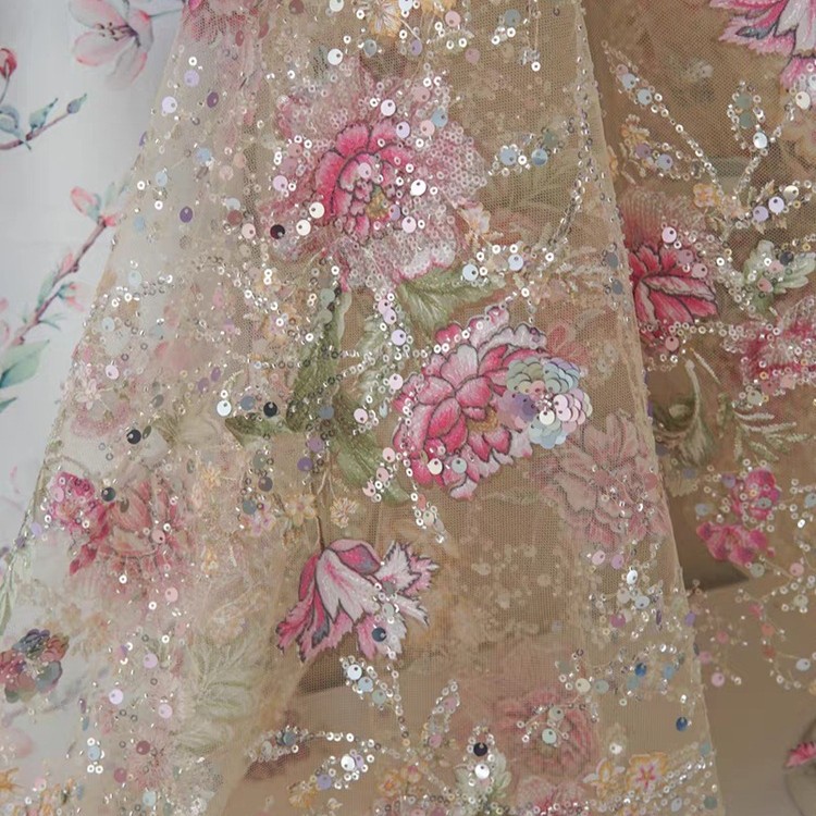 1M 120Cm Wide Luxury Beaded La - Embroidery Gradient 评论和价格