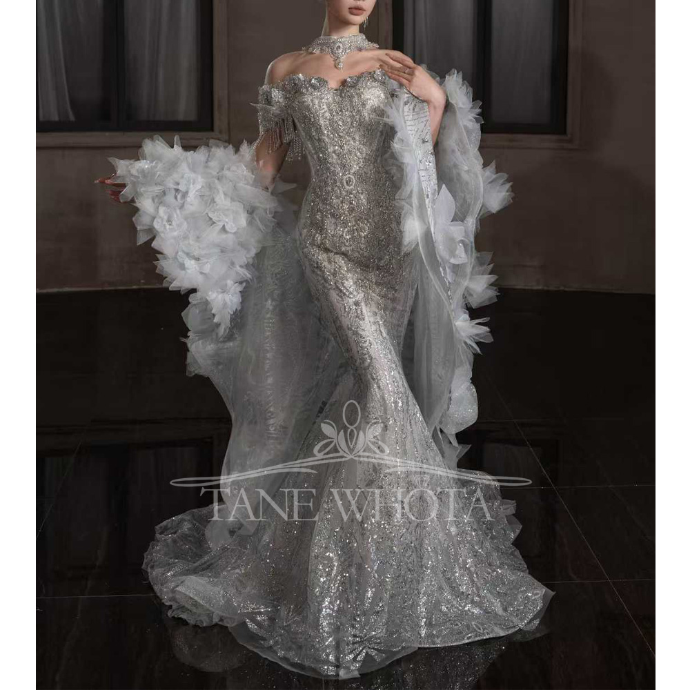 Sweetheart Off-Shoulder Embroi - Embroidery Organza 评论和价格
