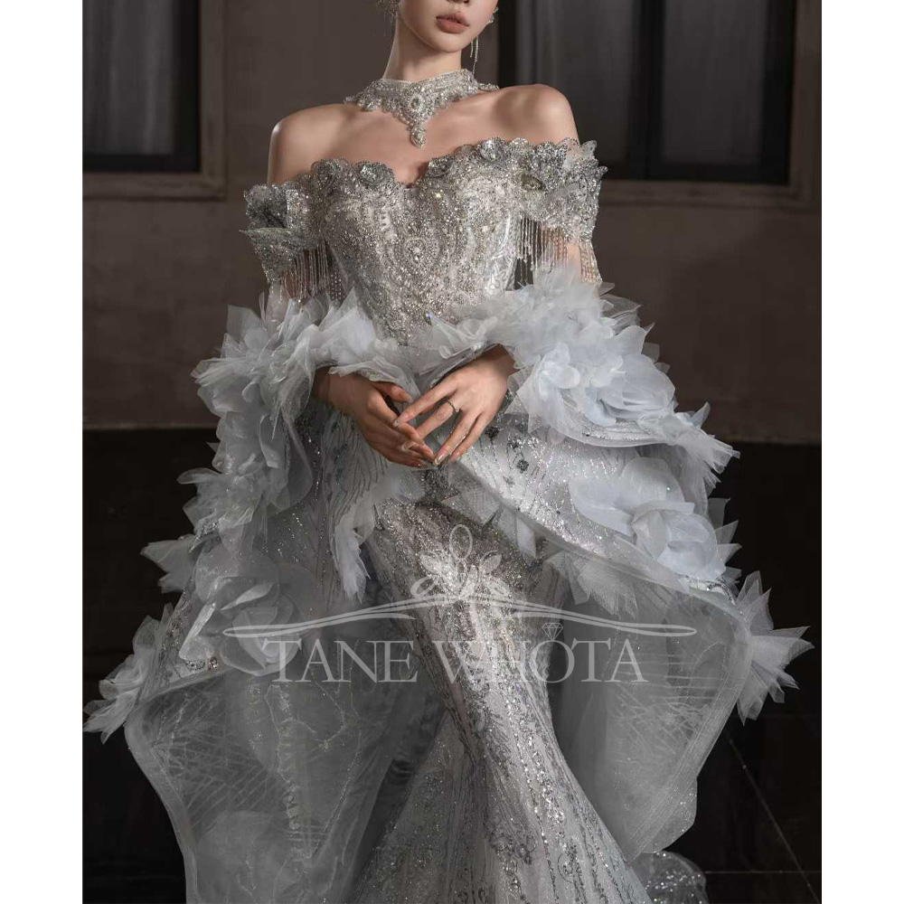 Sweetheart Off-Shoulder Embroi - Embroidery Organza 评论和价格
