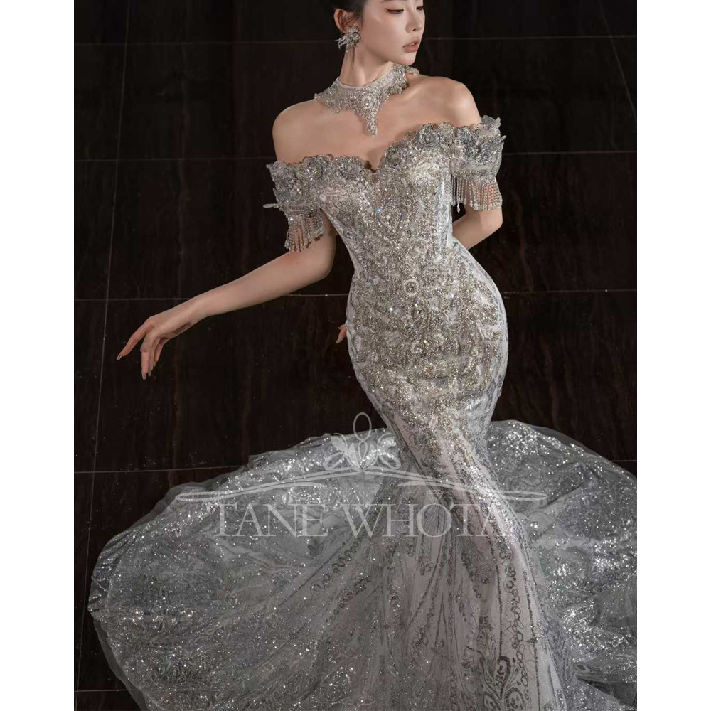 Sweetheart Off-Shoulder Embroi - Embroidery Organza 评论和价格