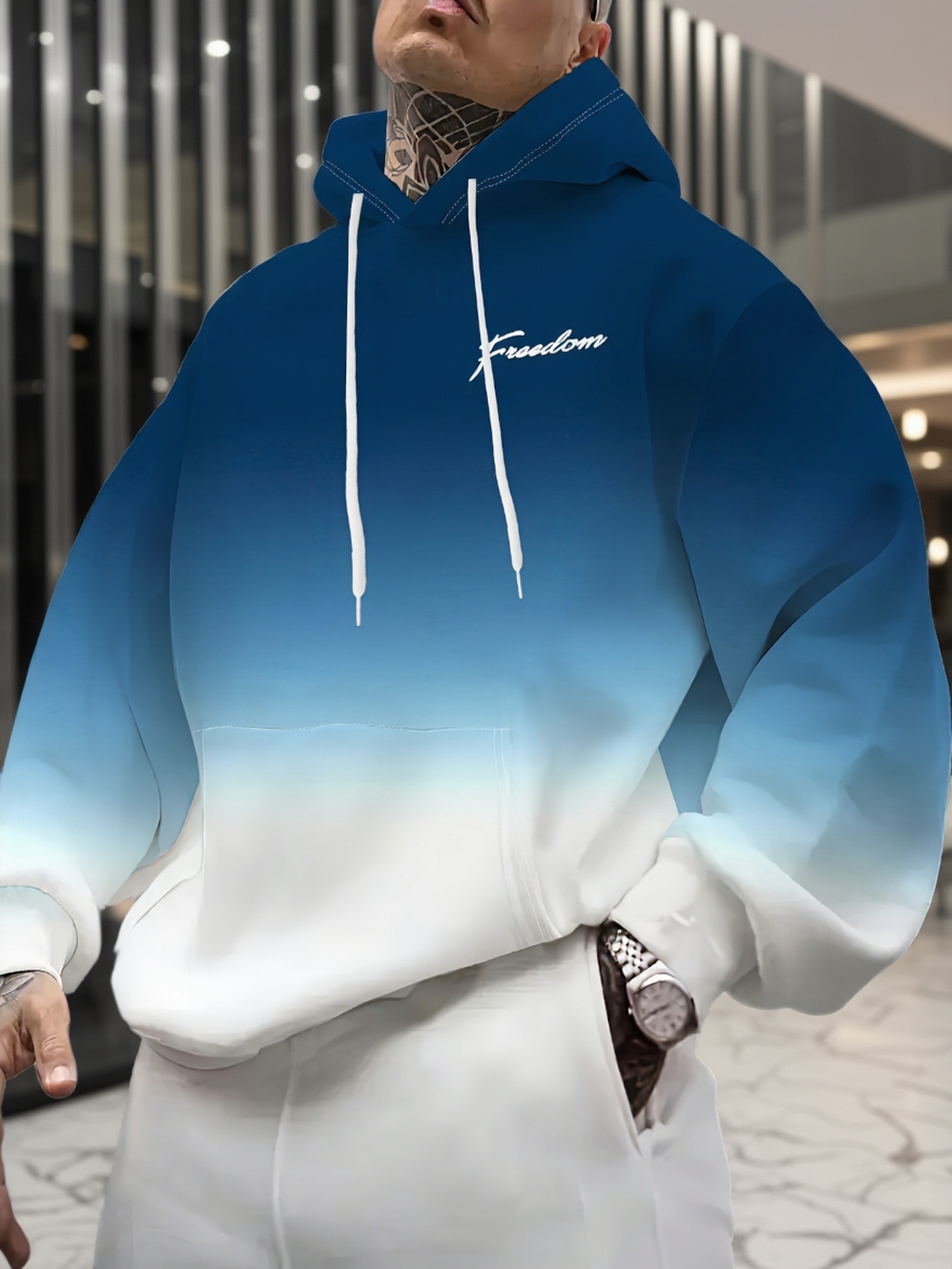Mens Two Tone Ombre Hoodie Sof - Embroidery Font Free 评论和价格
