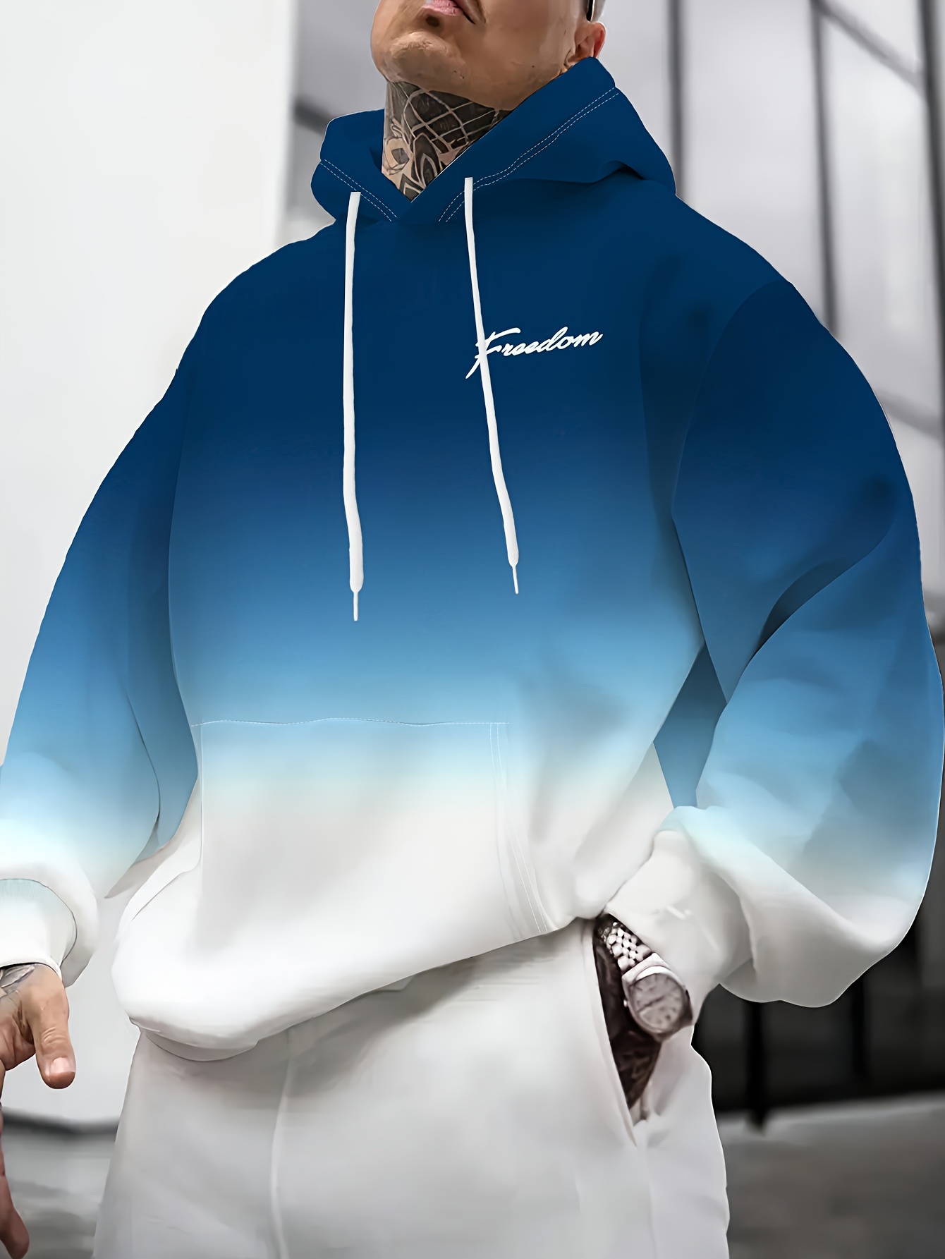 Mens Two Tone Ombre Hoodie Sof - Embroidery Font Free 评论和价格