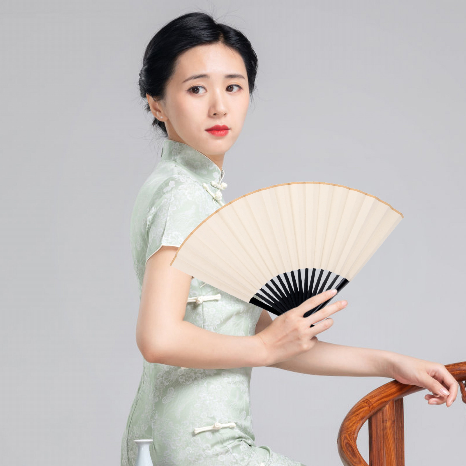 2Pcs Foldable Blank Fan Surfac - Embroidery Sheet 评论和价格