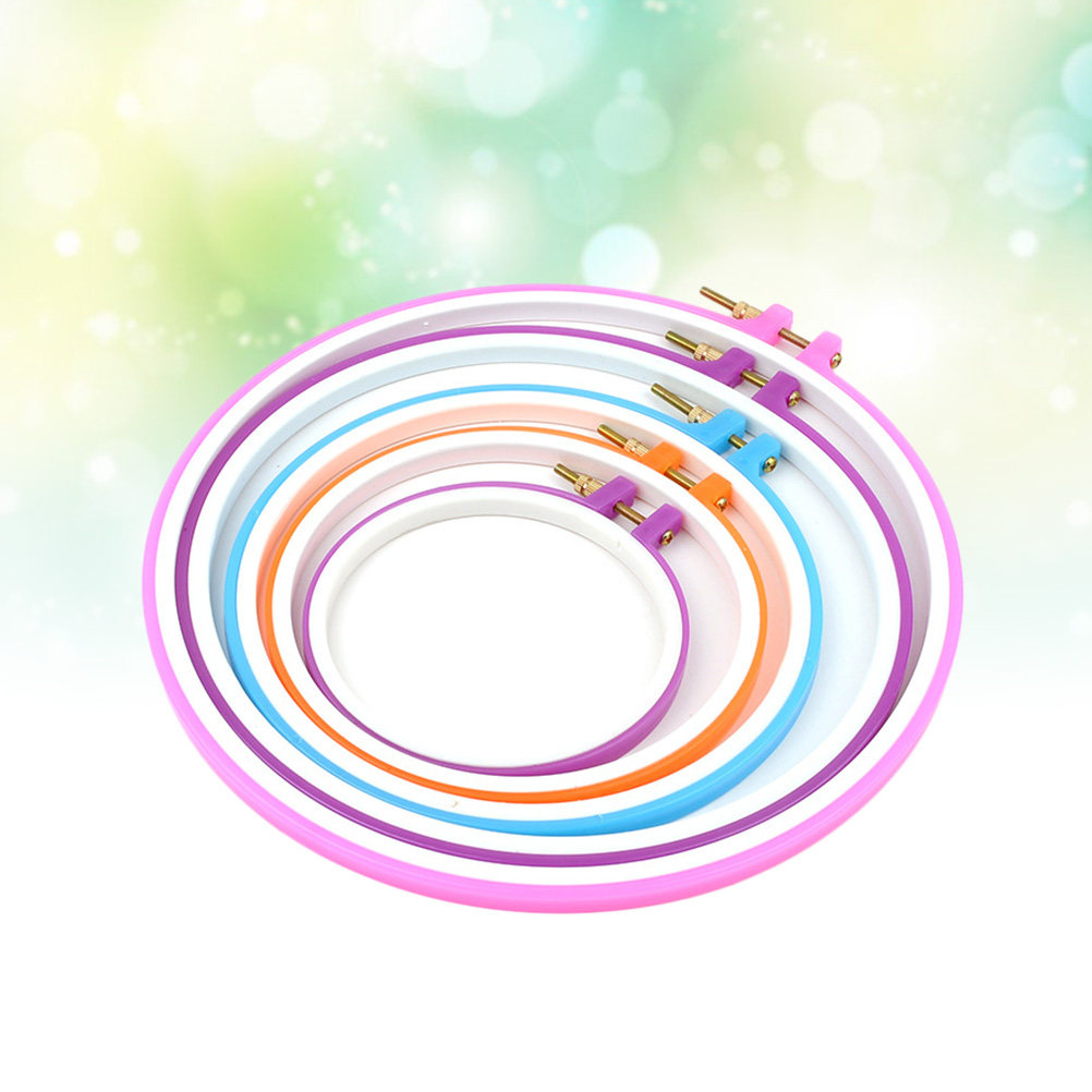 5Pcs Cross Stitch Hoop Set Pla - Embroidery Ring Sizes 评论和价格