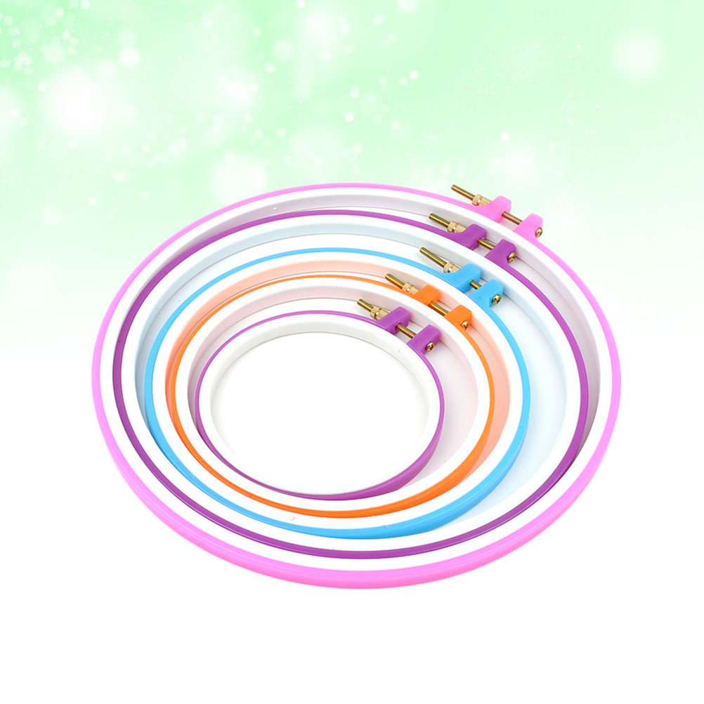 5Pcs Cross Stitch Hoop Set Pla - Embroidery Ring Sizes 评论和价格
